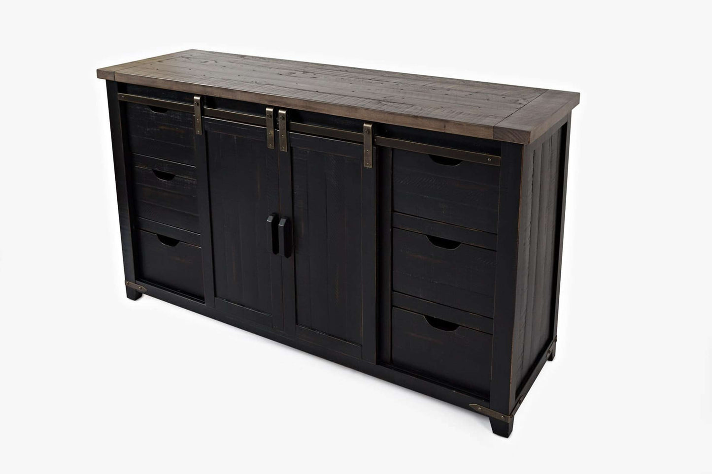 Madison County Vintage Black 60 Inch Barn Door Server
