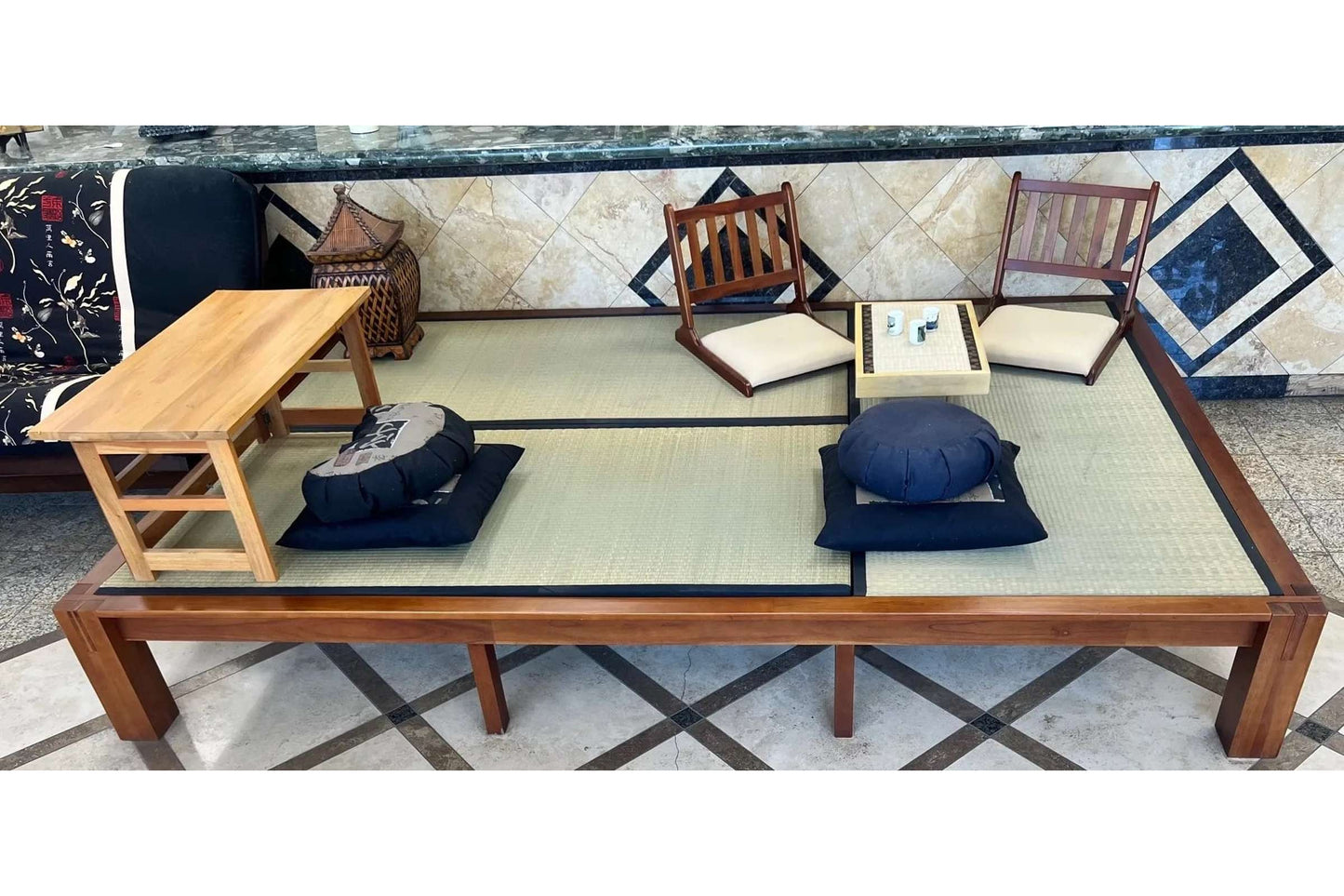 Japanese-Style Tall Tatami Solid Wood Platform Bed Base - Natural Finish, 6' x 9'