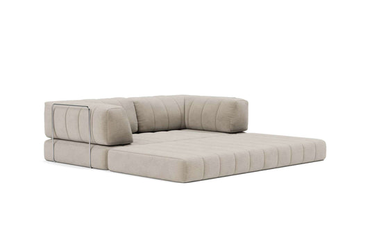 CozyPad Sleeper Sofa with Arms, Corduroy Beige - Versatile Modular Design