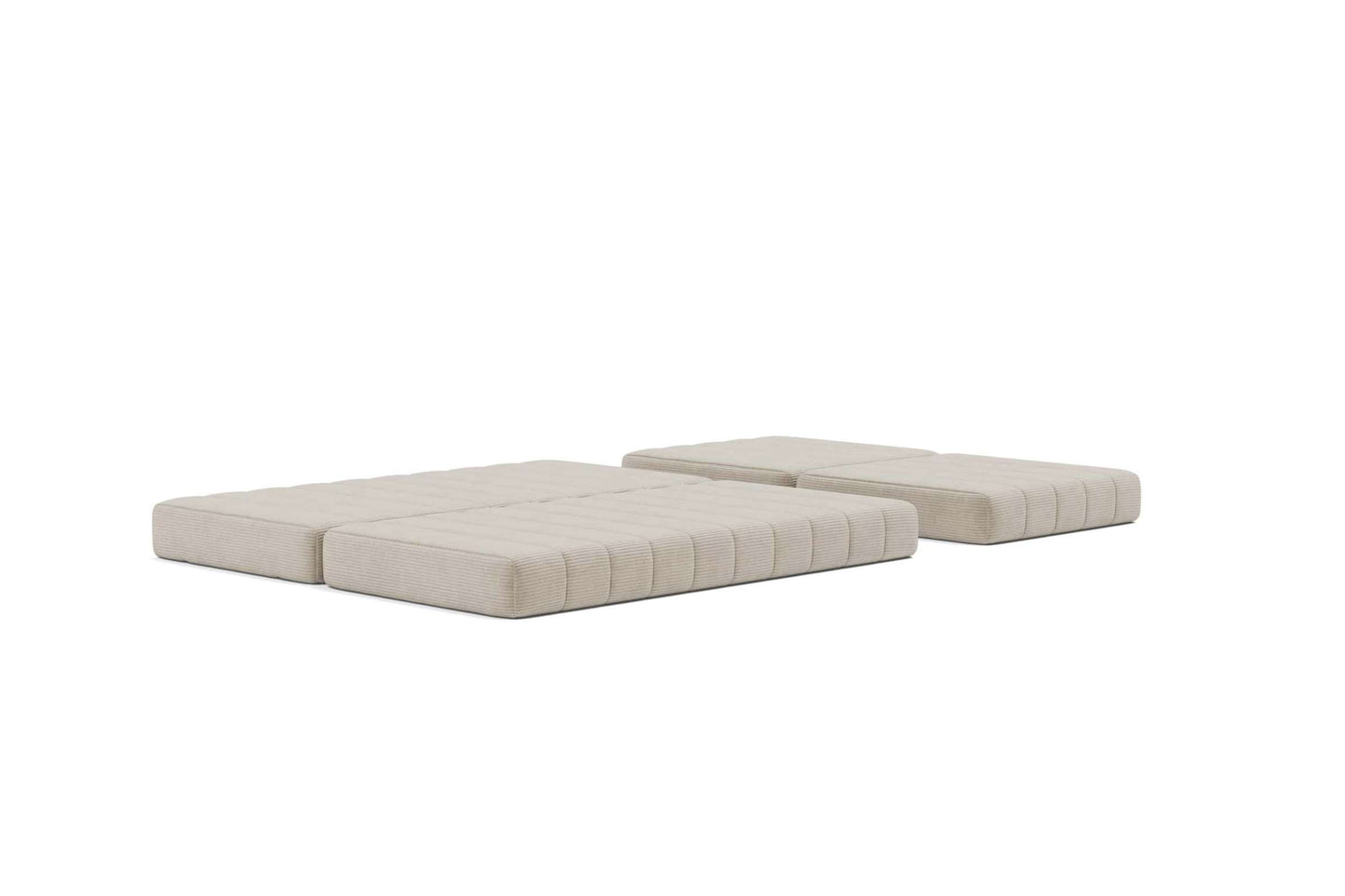 CozyPad Sleeper Sofa Grand with Arms, Coduroy Beige - Versatile 3-Seater Convertible Sofa Bed