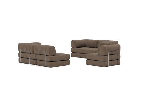 CozyPad Sleeper Sofa Corner with Arms, Esina Cedar Brown
