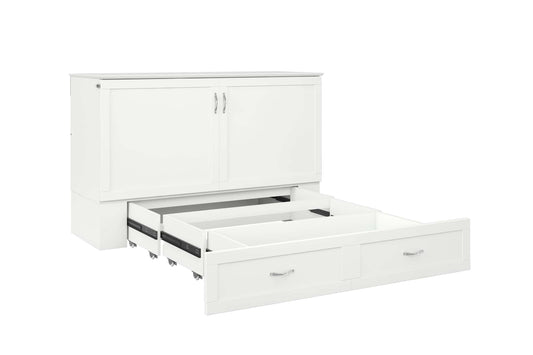 Raleigh Modern Queen Solid Wood Murphy Bed Chest with Mattress in White - AFI Furnishing