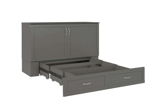 Raleigh Modern Queen Solid Wood Murphy Bed Chest with Mattress in Grey - AFI Furnishing