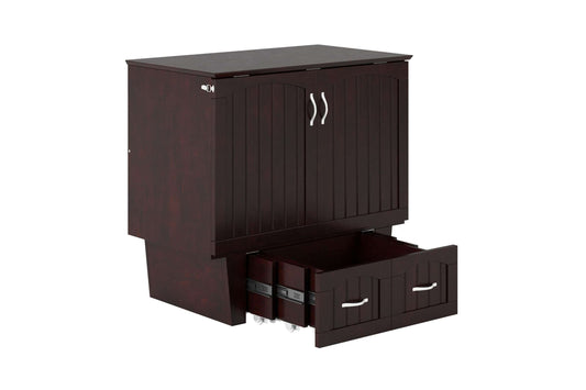 Sydney Twin Wood Murphy Bed Chest with Storage Drawer & Charging Station in Espresso
