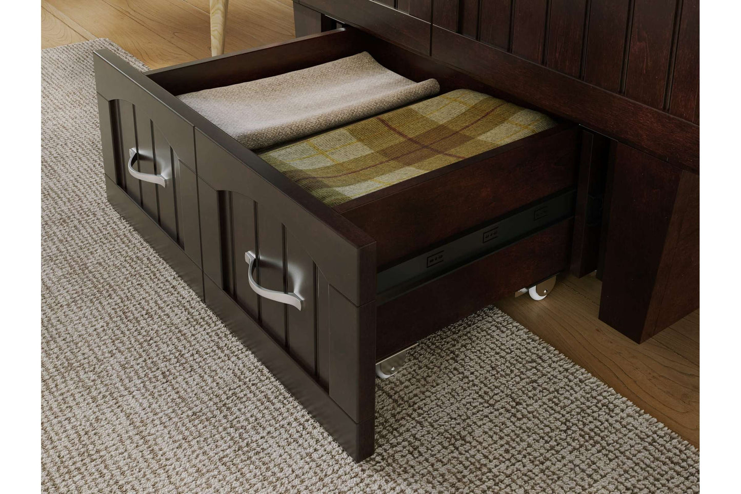 Sydney Twin Wood Murphy Bed Chest with Storage Drawer & Charging Station in Espresso
