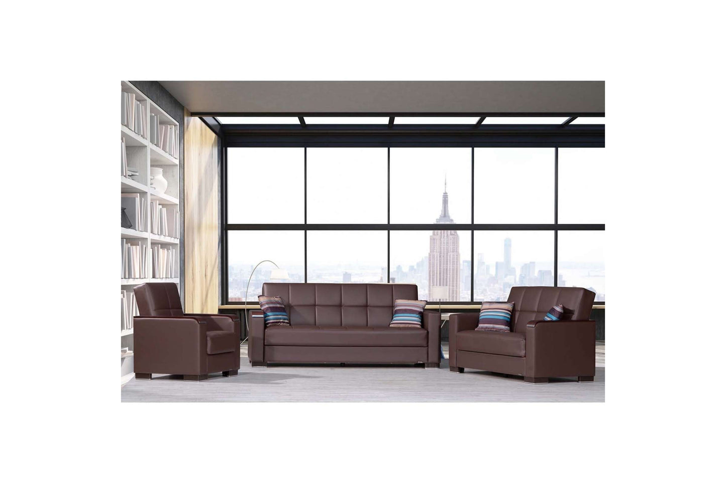 X Brown PU 316 Sofa Bed