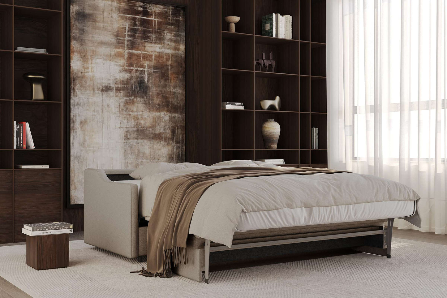 Carnell Sofa Bed w/Slope Arms (Queen Size) Taura Slate Gray