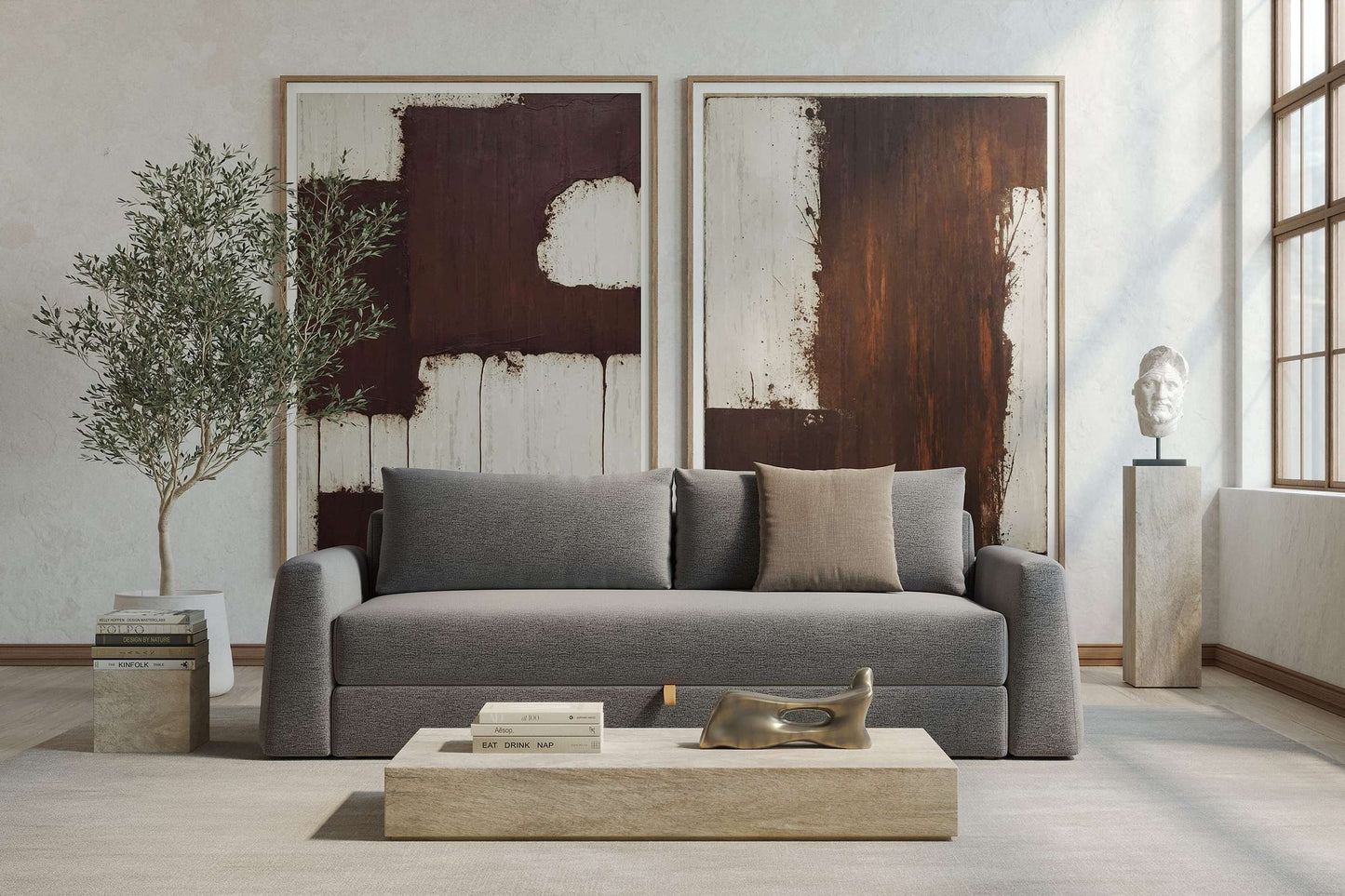 Cone Sleek Sofa Bed (Queen Size) Kenya Gravel