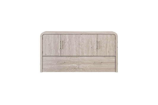 Juna Queen Four Door Dream Console Cabinet Bed in Gray