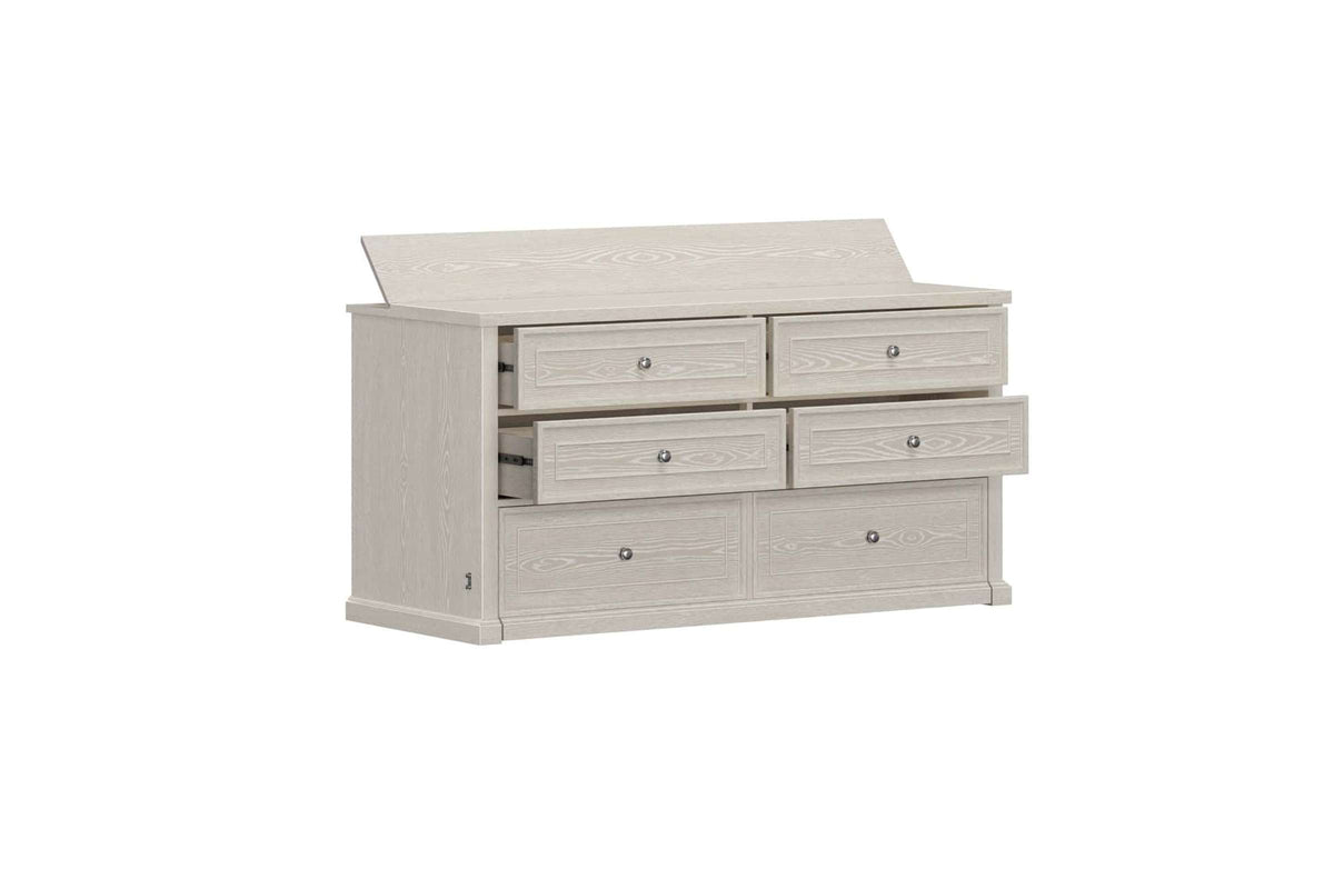 Soren Queen Four Drawer Dresser with Concealed Bed - Whitewash