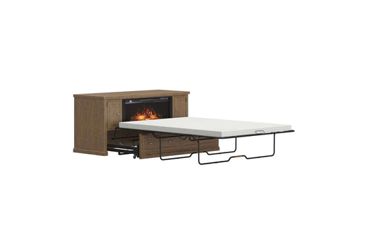 Soren Queen Fireplace Dream Console Bed in Light Oak