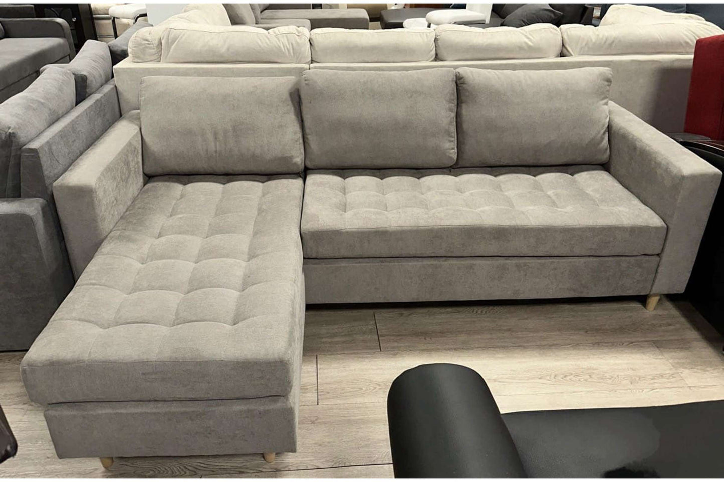 Dino Reversible Sectional Sofa Light Gray