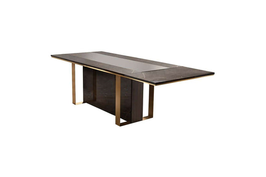 Essenza Walnut/Gold Dining Table with 2 16" Extensions