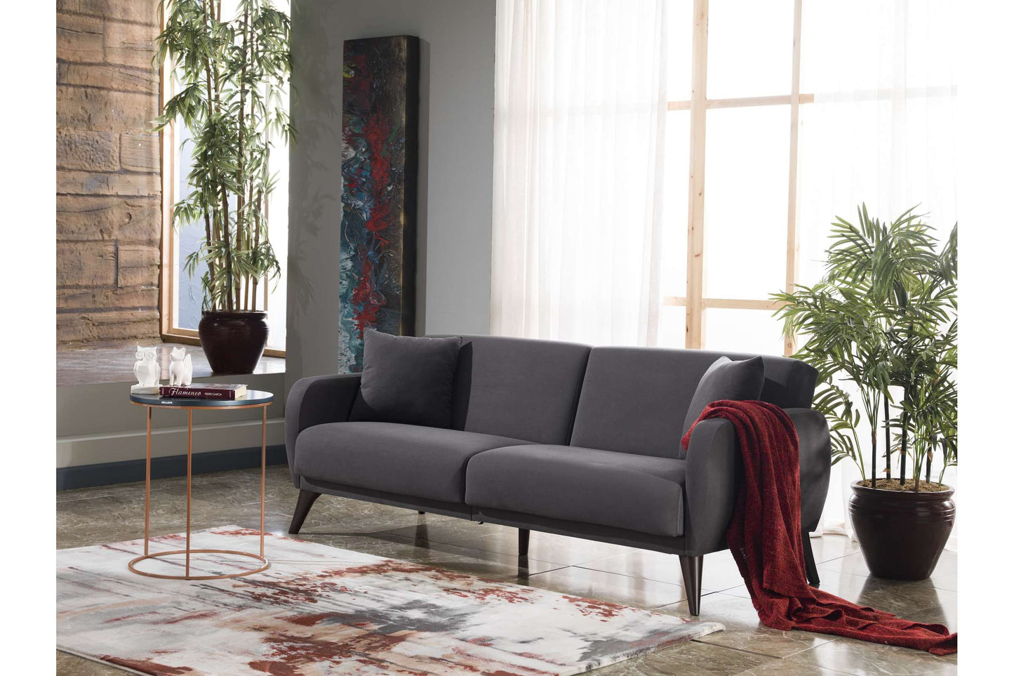 Flexy Convertible Sofa-in-a-Box Zigana Charcoal by Bellona