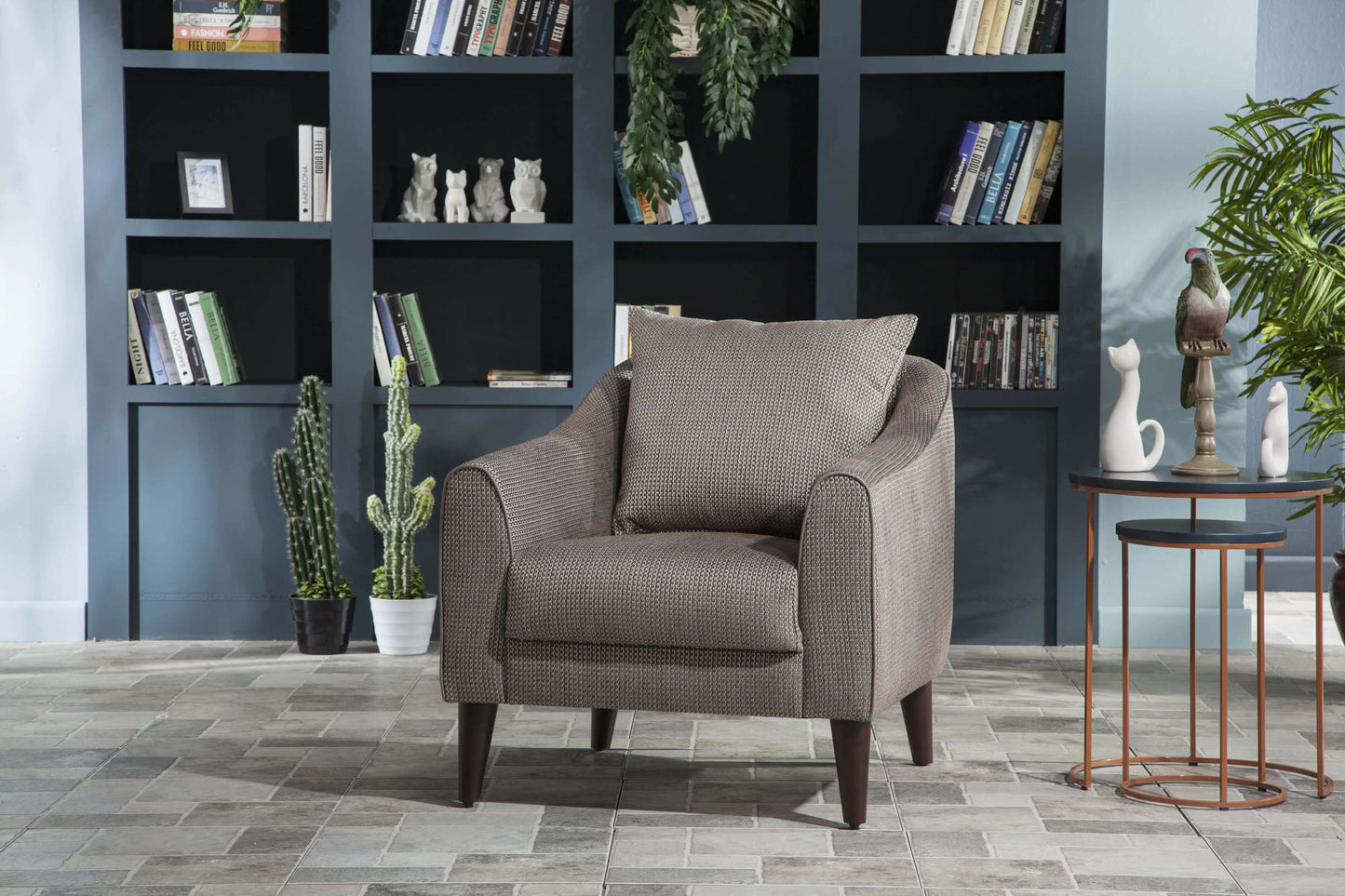 Brookline Accent Chair Ironton Basic Brown 472 by Bellona - Comfortable Fabric Upholstered Seating