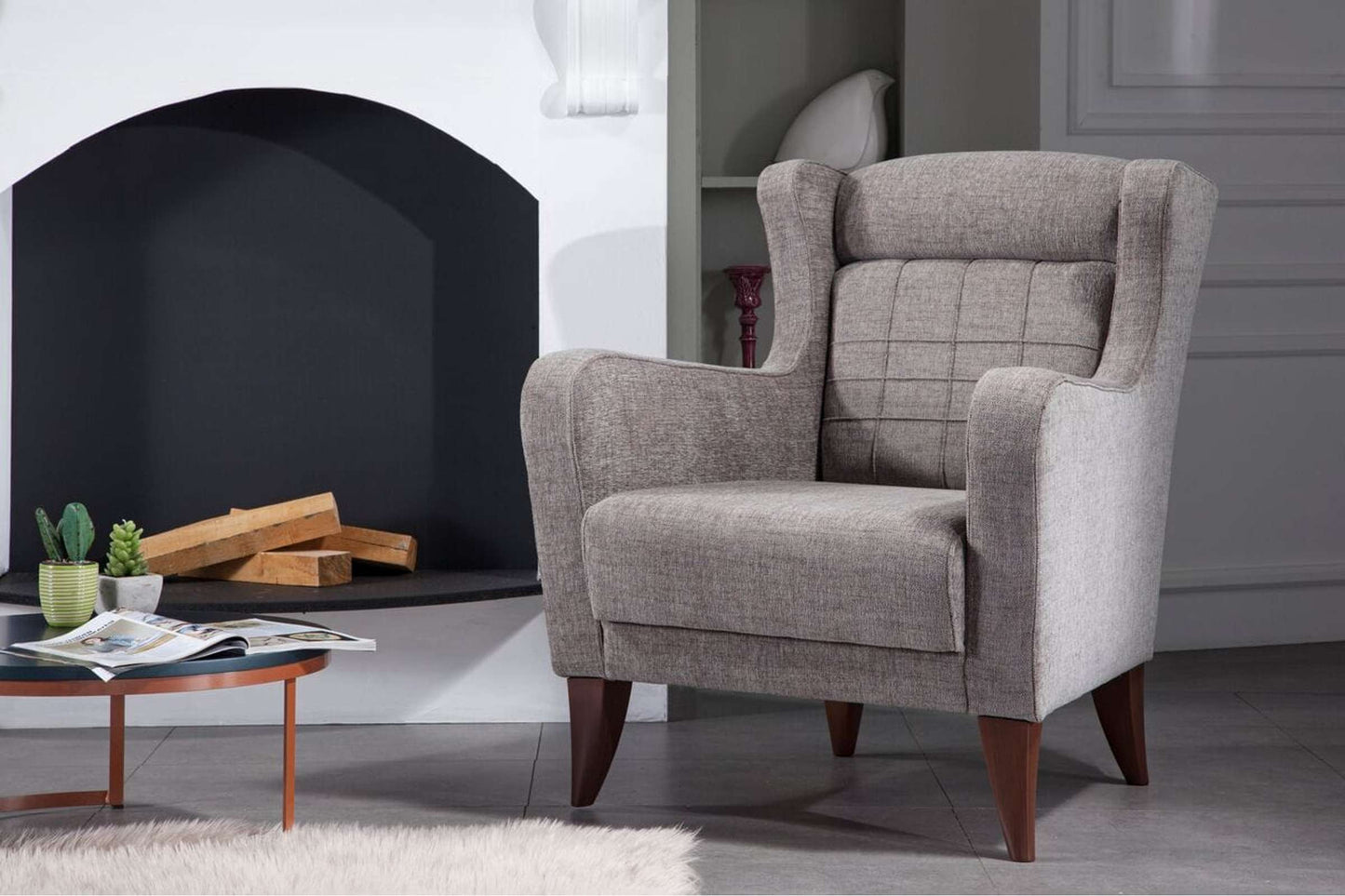 Karlena Accent Chair Pansy Basic Gray by Bellona - Stylish & Comfortable Upholstered Chair