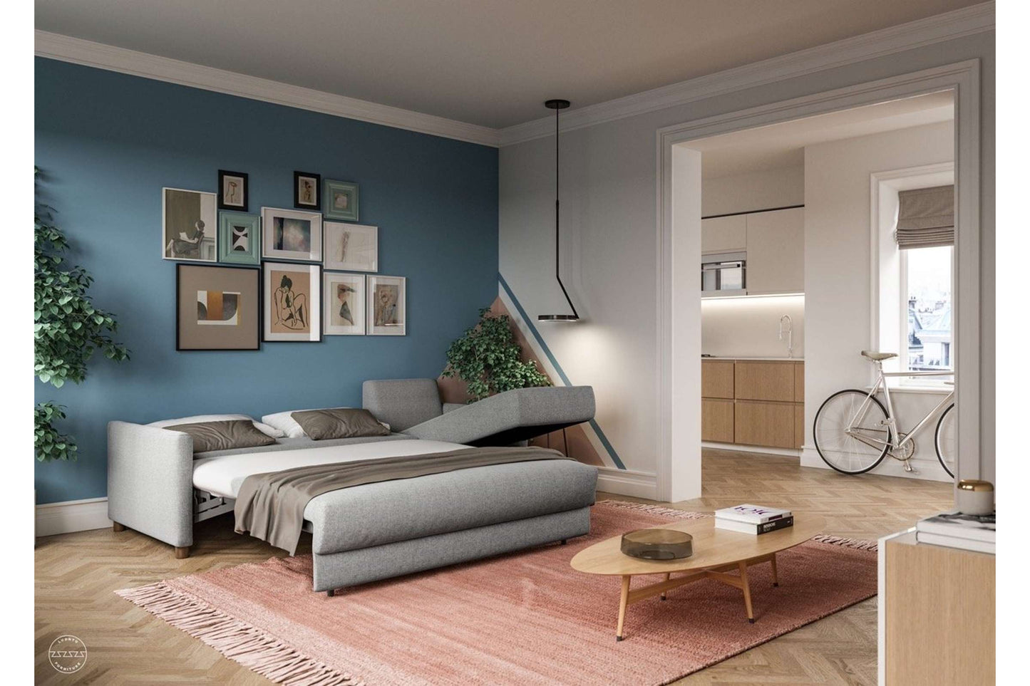 Pint Sectional Sofa Sleeper (Full XL Size) LHF Chaise