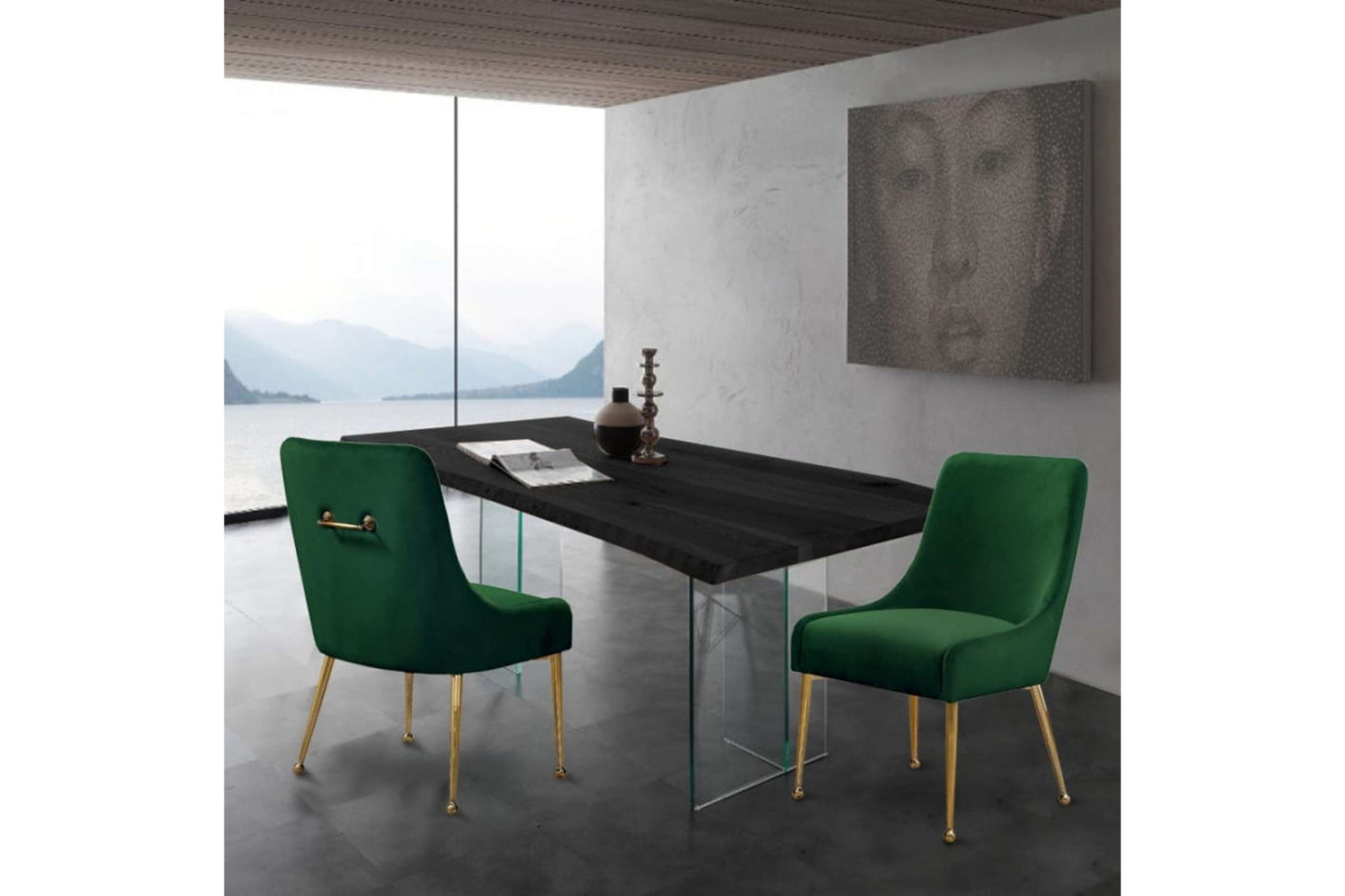 Owen Green Velvet Dining Chairs (Set of 2) - Modern Contemporary Style