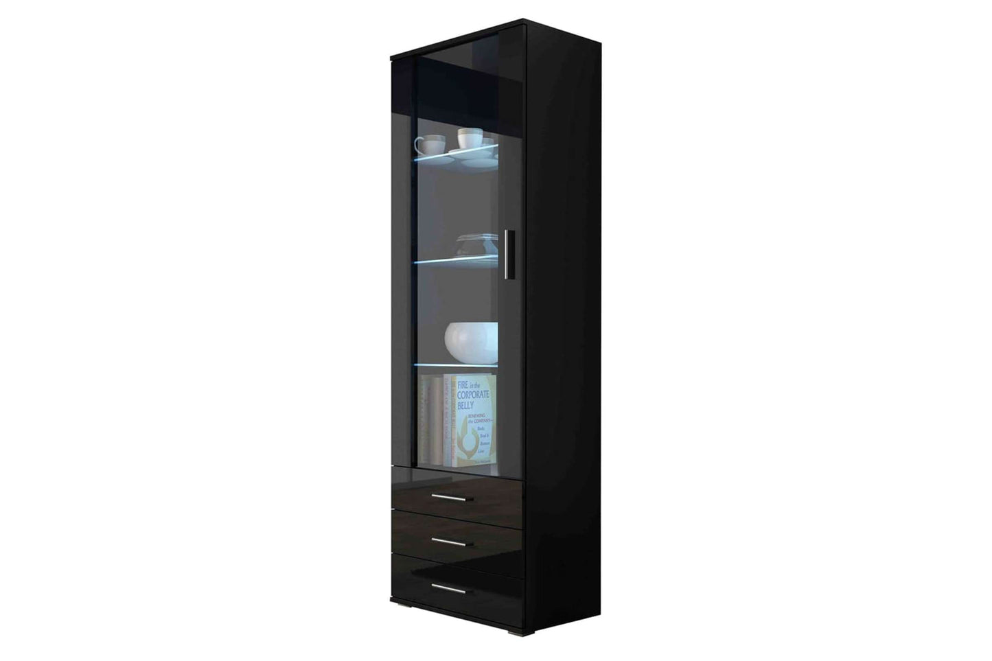 Soho S1 Black Modern 24" Bookcase with LED Lighting