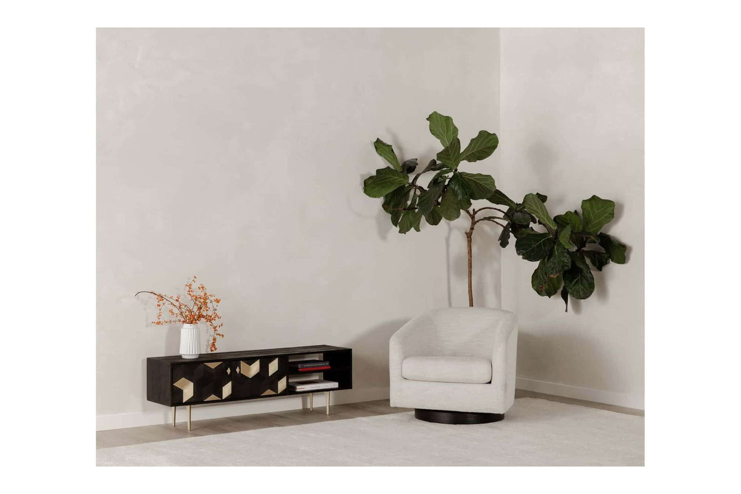 Oscy Splashed White Swivel Accent Chair by Moe's Home Collection