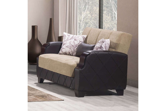 Lyon Brown Convertible Loveseat