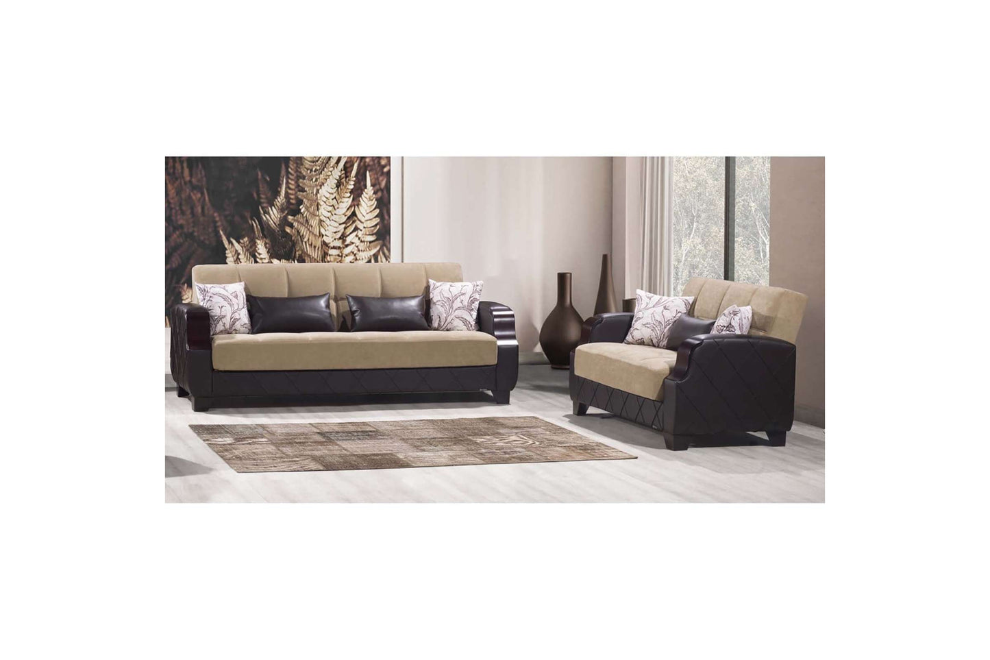 Lyon Brown Convertible Loveseat