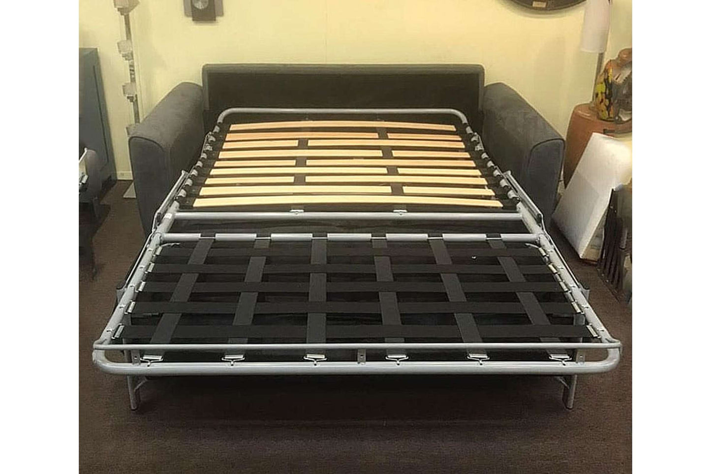 Premium Leather Gray Sofa Sleeper