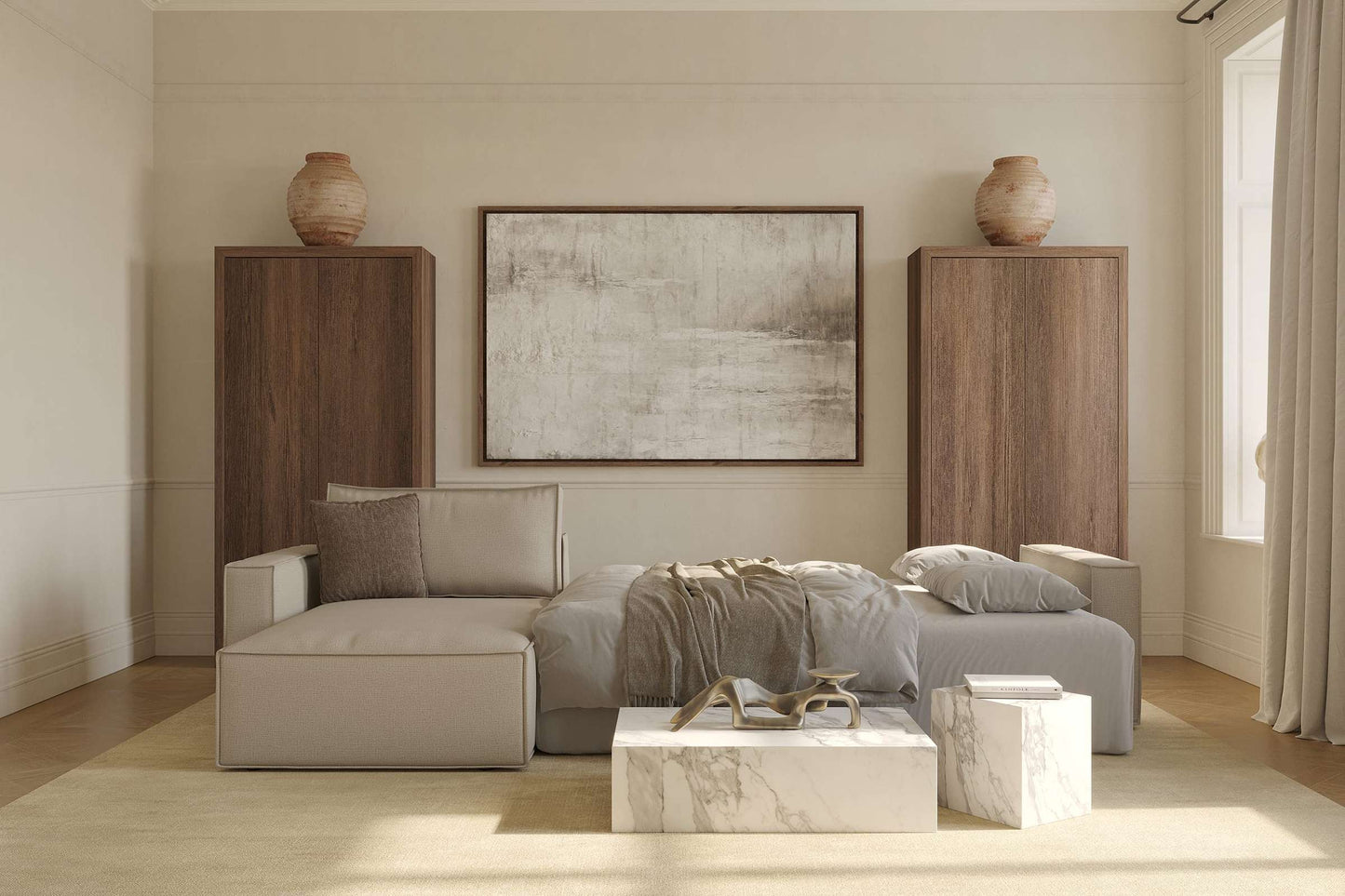 Standard Sofa Bed w/Lounger Adario Fog