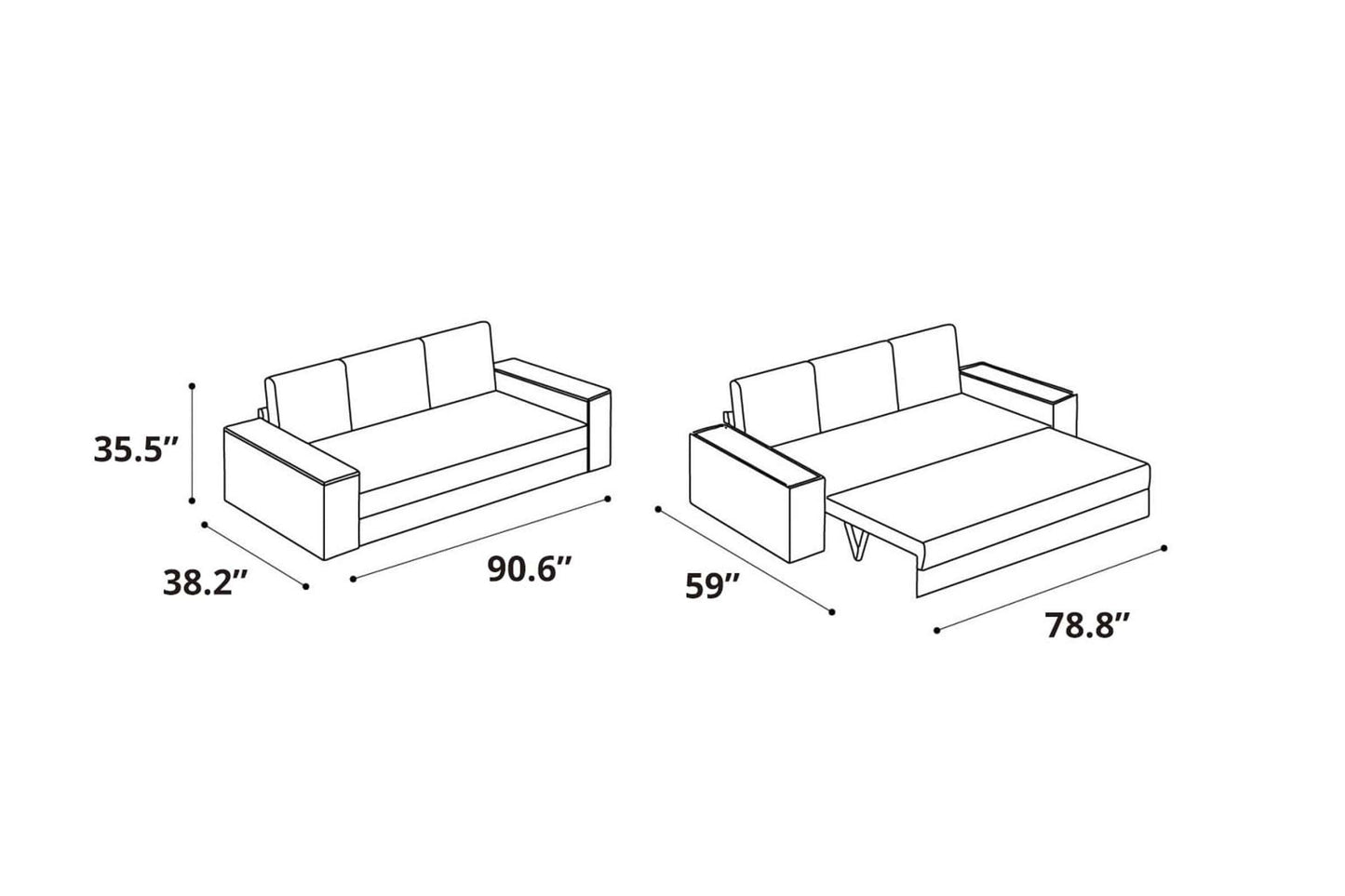 Country Modern Sofa Bed Sleeper (Queen Size) Perfect Light Gray