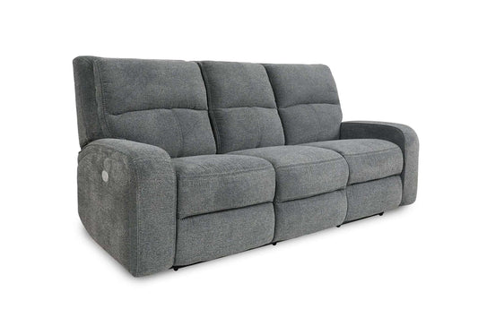 Polaris Bizmark Grey Power Sofa with Power Headrest and USB Charger