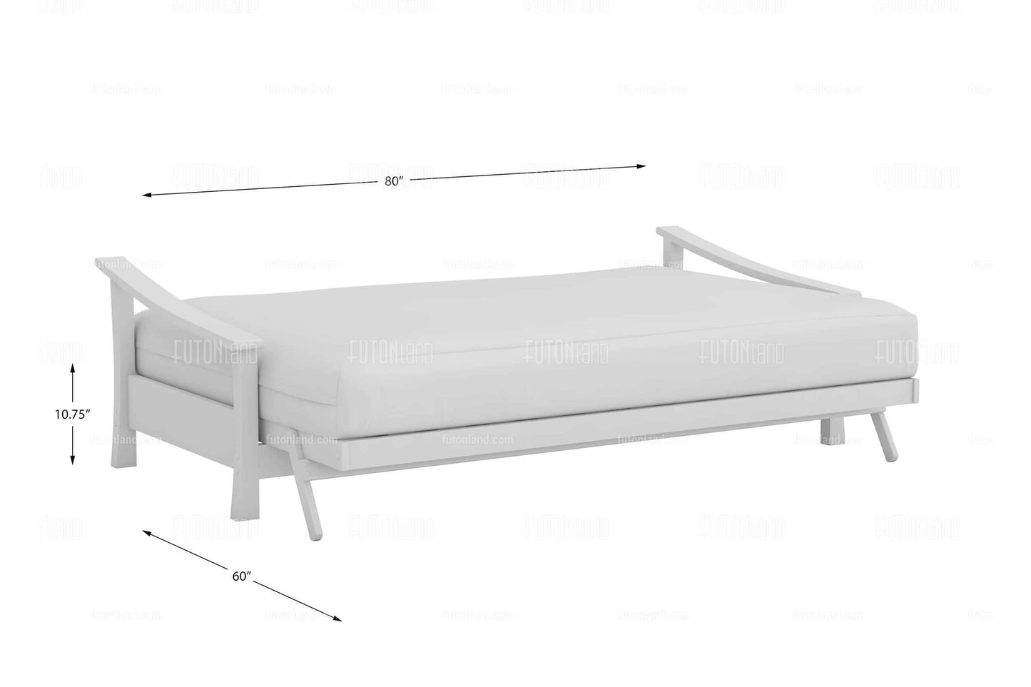 Queen Size Pagoda Wall Hugger Futon Frame in Black Walnut Finish
