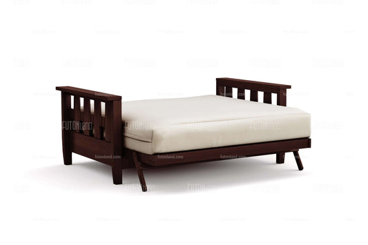 Queen Loveseat Futon Frame - Lambton Dark Cherry Wall Hugger