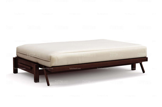 Queen Size Futon Frame - Tozi Black Walnut Wall Hugger