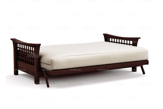 Queen Size Futon Frame - Trelli Black Walnut Wall Hugger