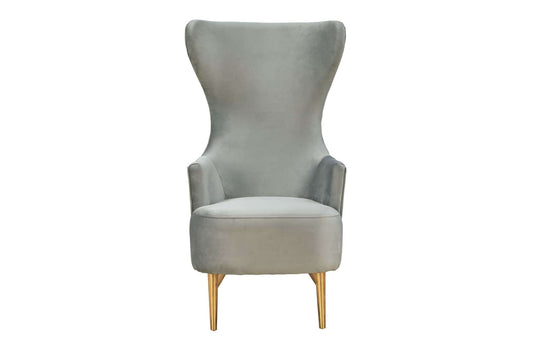Julia Gray Wingback Chair by TOV Furniture - Luxurious Velvet Accent Chair
