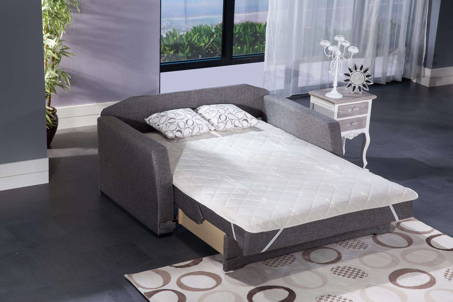 Valerie Diego Gray Loveseat Sleeper by Bellona