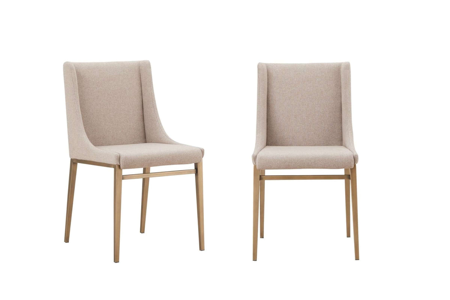 Modrest Mimi Contemporary Beige Fabric Dining Chair with Antique Brass Legs (Set of 2)