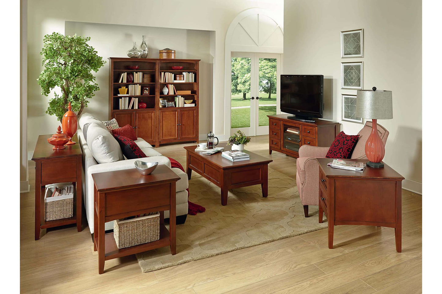 McKenzie Lift Top Coffee Table, Glazed Antique Cherry Finish