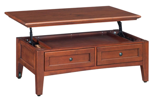 McKenzie Lift Top Coffee Table, Glazed Antique Cherry Finish