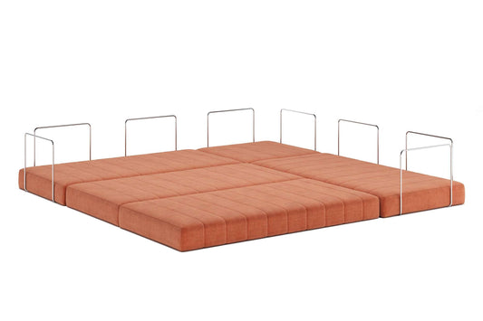 CozyPad Sleeper Sofa Corner with Arms - Esina Rust Orange