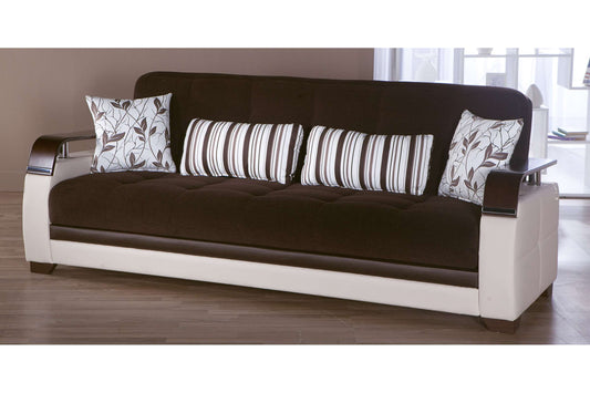 Natural Colins Brown Convertible Sofa Bed by Bellona