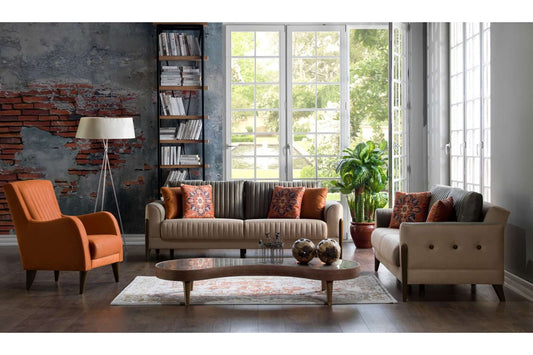 Piero Hande Beige Convertible Loveseat Sleeper Sofa by Bellona