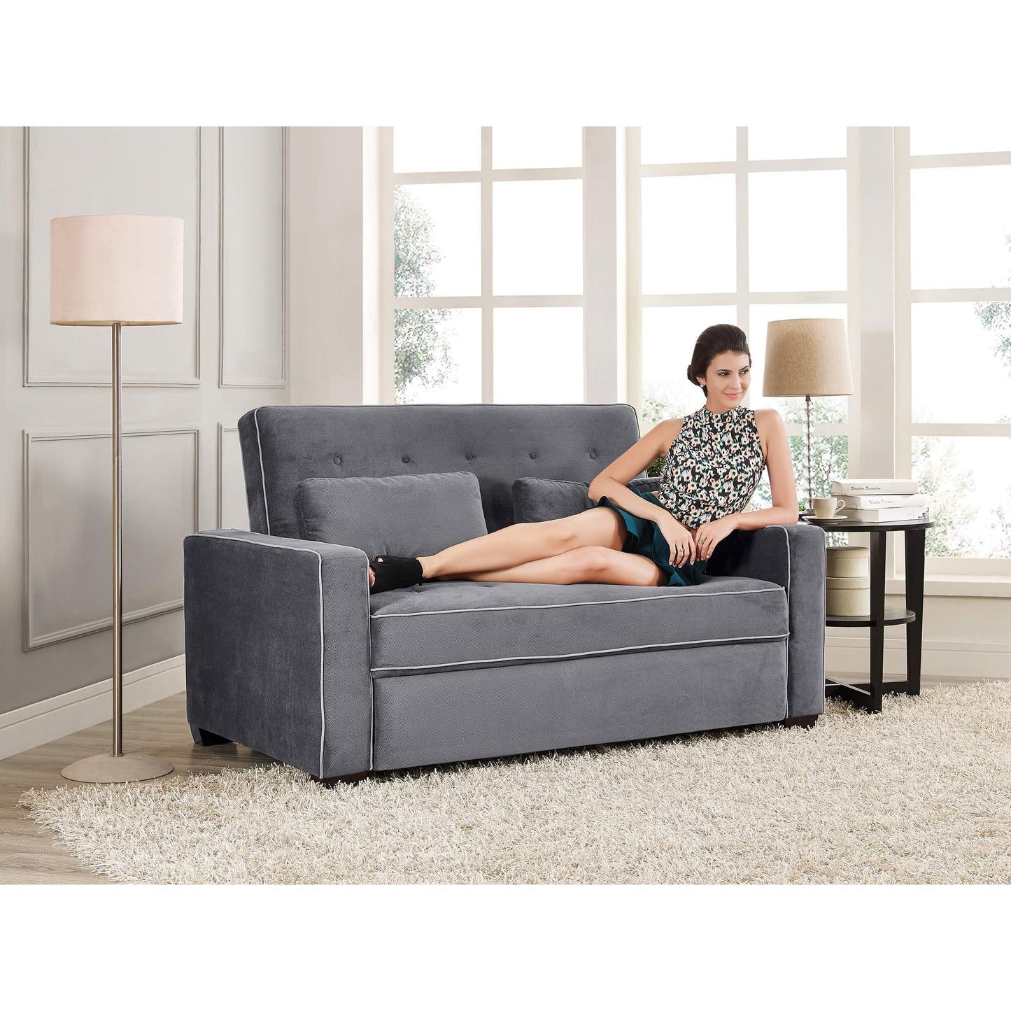 Augustine Loveseat Sleeper in Moon Gray