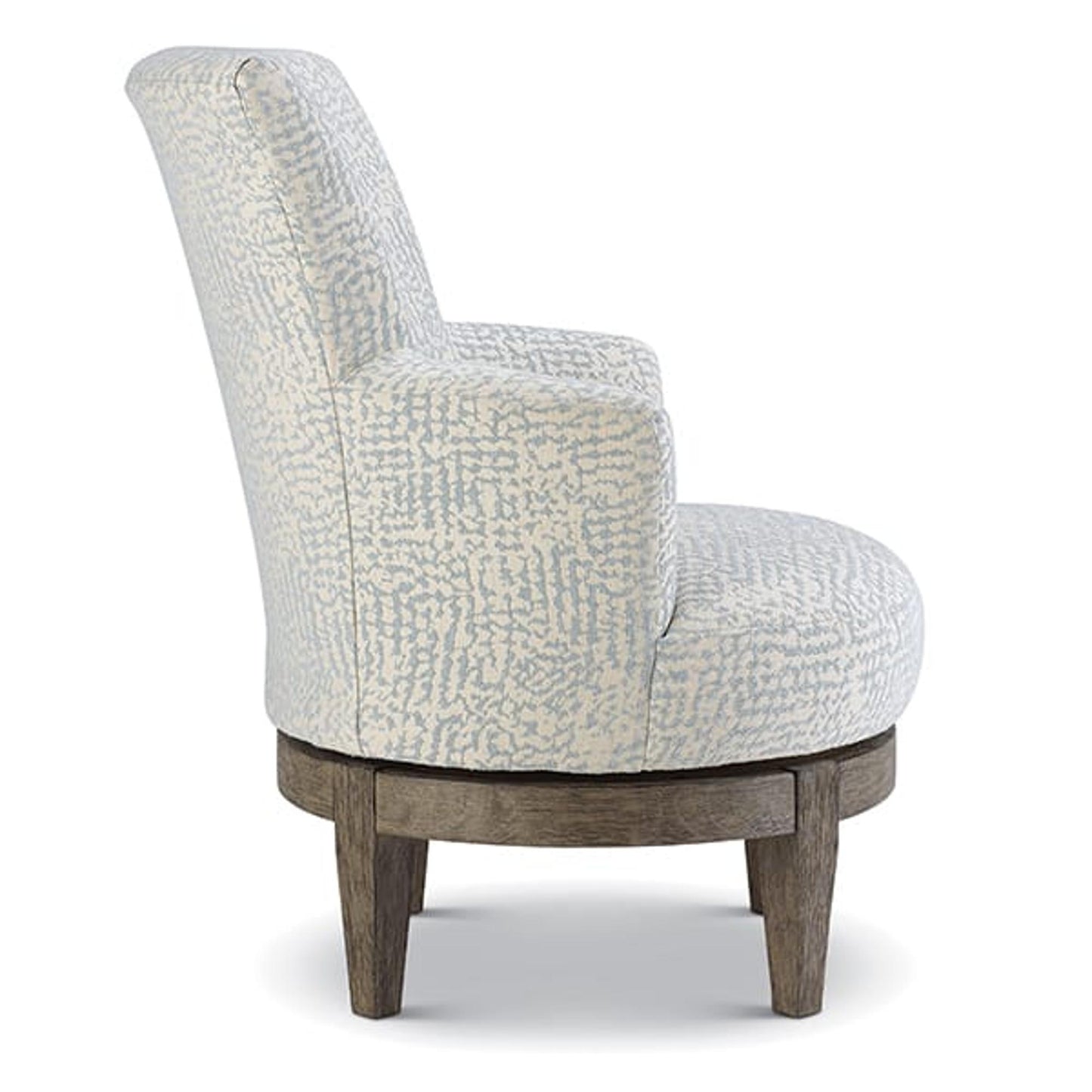Justine Swivel Chair in Haze Fabric