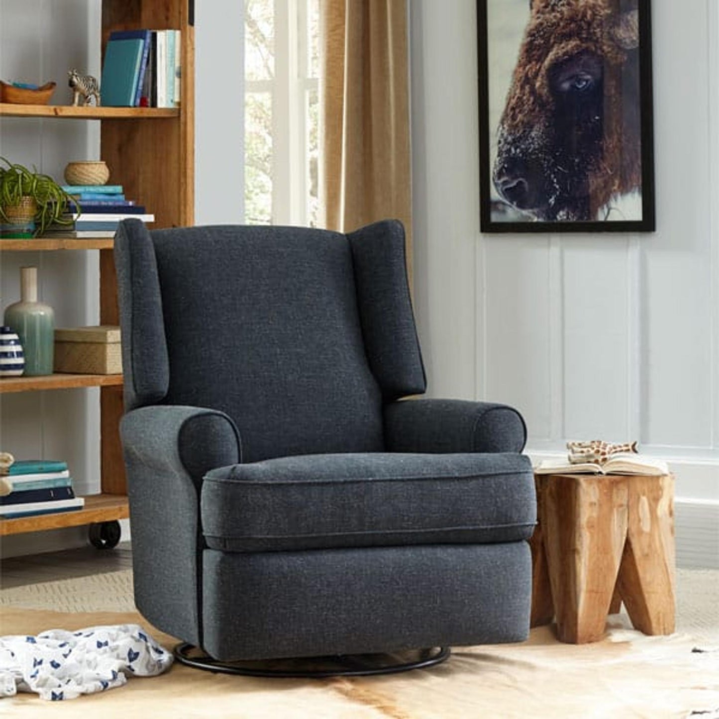 Logan Swivel Glider Recliner in Canvas Fabric