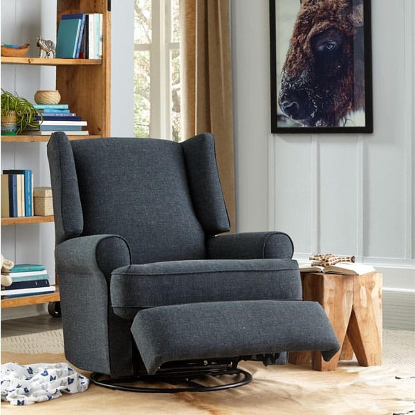 Logan Swivel Glider Recliner in Canvas Fabric