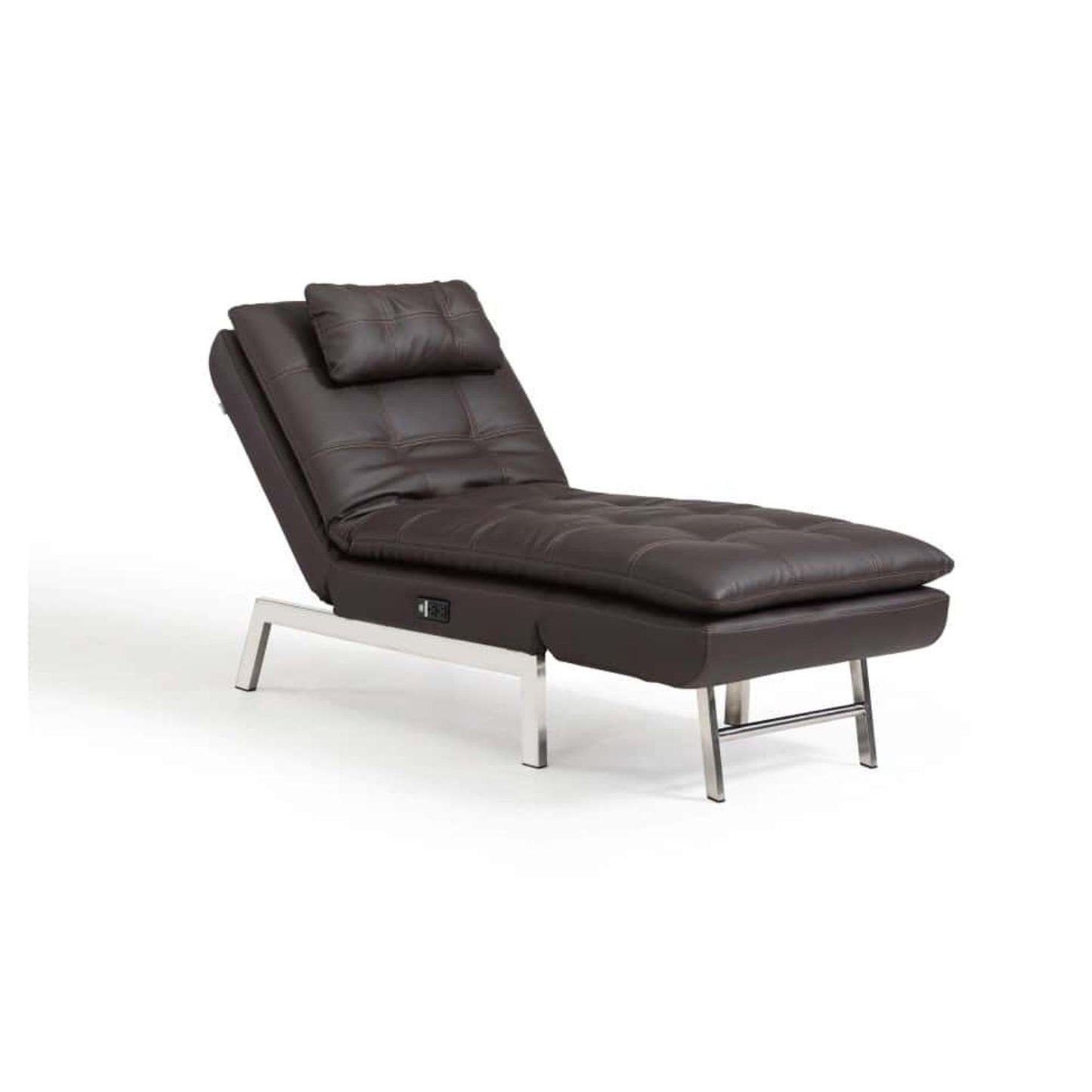 Ares Chaise Lounger in Brown Faux Leather