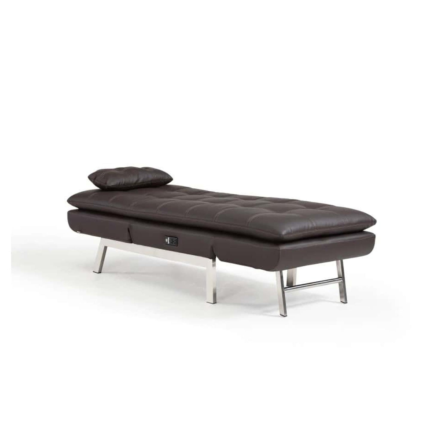 Ares Chaise Lounger in Brown Faux Leather