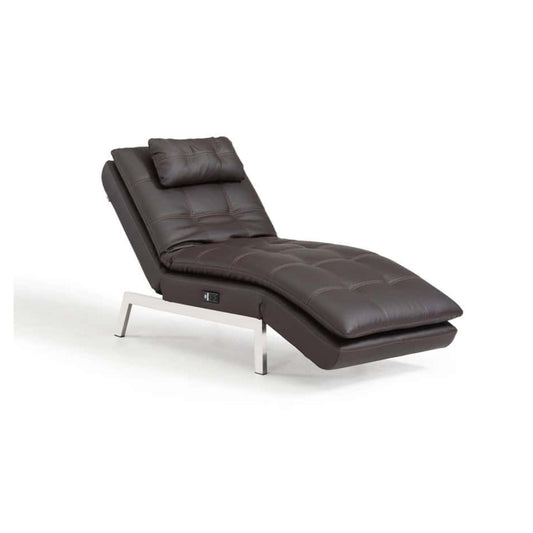 Ares Chaise Lounger in Brown Faux Leather