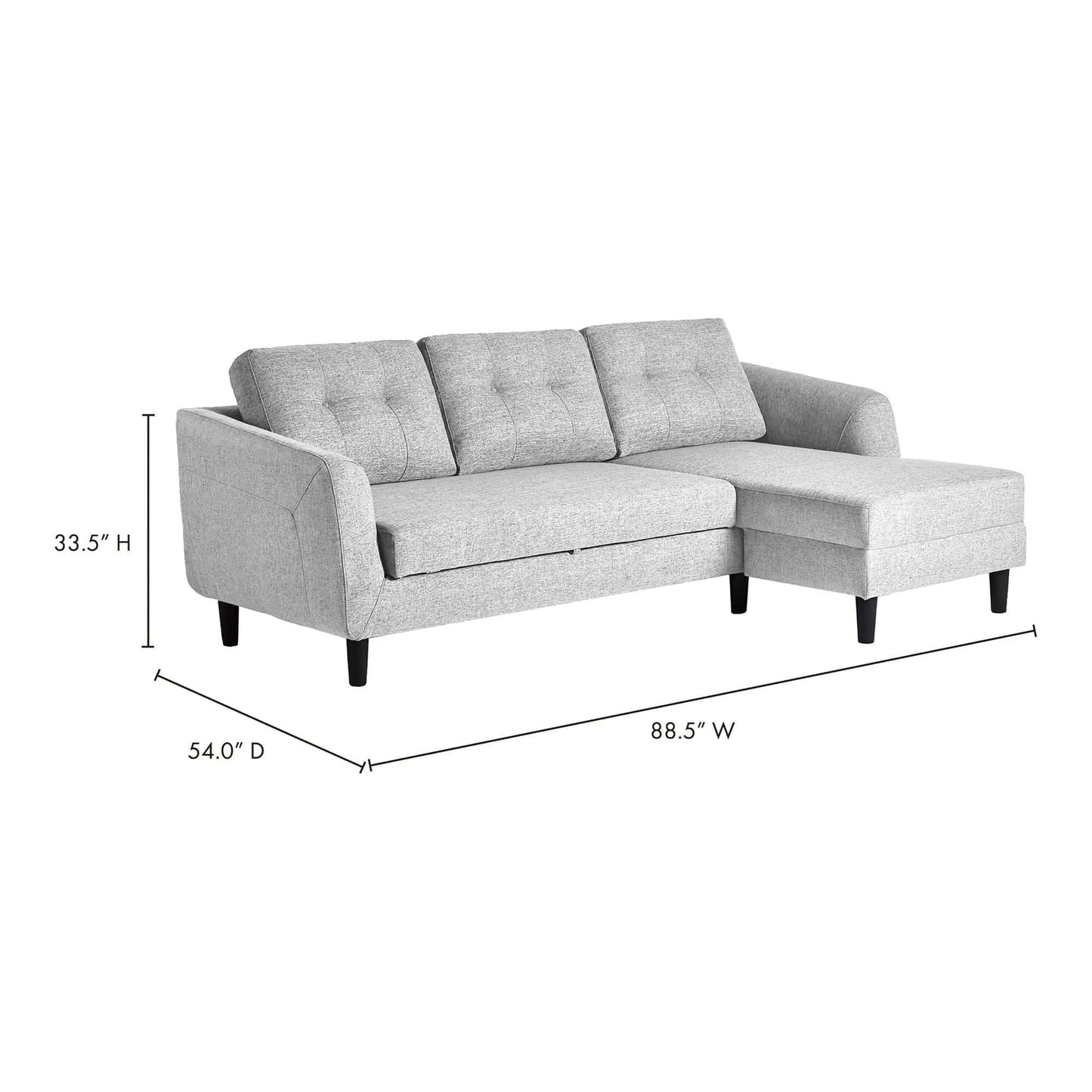 Belagio Sofa Bed With Chaise in Light Gray